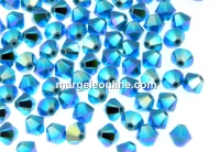 Swarovski, margele bicone, turquoise aurore boreale 2X, 4mm - x20