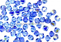 Swarovski, bicone bead, light sapphire aurore boreale, 4mm - x20