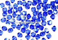 Swarovski, bicone bead, sapphire aurore boreale, 4mm - x20