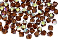 Swarovski, bicone bead, smoked topaz aurore boreale, 4mm - x20