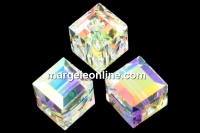 Swarovski, cube bead, aurora borealis, 12mm - x1