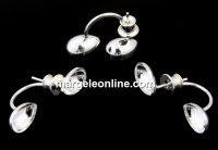 Earring findings, 925 silver, for 2 Swarovski 4320 10x7mm - x1pair