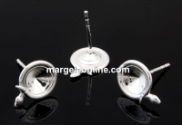 Earring findings,  925 silver, rivoli 6mm - x1pair