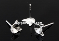 Earring findings,  925 silver, rivoli 6mm - x1pair