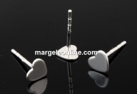 Earring findings,  925 silver, heart - x1pair