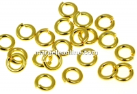 Hard jump rings, open, gold-plated 925 silver, 4.9x1mm - x5