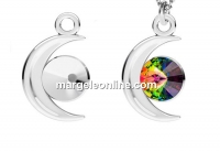 Pendant base, 925 silver, moon, rivoli 6mm - x1