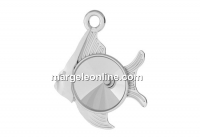 Pendant base, 925 silver, fish, rivoli 8mm - x1