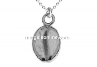 Pendant, 925 silver, coffee bean, 13mm - x1