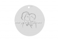 Pendant, mother and child coin, 925 silver, 18mm  - x1