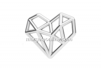 Link, diamond heart, 925 silver, 15.5mm - x1