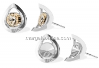 Earring findings moon, 925 silver, rivoli 6mm - x1pair