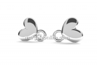 Earring findings heart, 925 silver, rivoli 6mm - x1pair