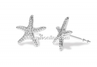 Earring findings starfish, 925 silver, rivoli 6mm - x1pair