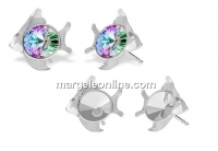 Earring findings fish, 925 silver, rivoli 6mm - x1pair