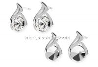 Earring findings flame, 925 silver, rivoli 6mm - x1pair