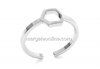 Ring hexagon, 925 silver, adjustable - x1