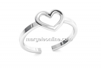 Ring heart, 925 silver, adjustable - x1