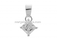 Pendant crystal, 925 silver, 18x9.5mm - x1