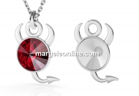 Pendant base, 925 silver, devil, rivoli 6mm - x2