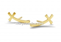 Earring findings cross, gold plated 925 silver - x1pair