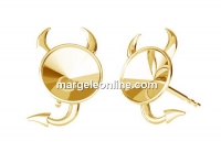 Earring findings devil, gold plated 925 silver, rivoli 6mm - x1pair