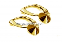 Earring click, base, gold plated 925 silver, chaton 6mm - x1pair