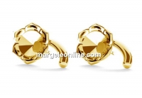 Earring base flower, gold plated 925 silver, rivoli 6mm - x1pair