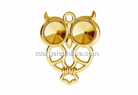 Pendant base, gold plated 925 silver, owl, rivoli 6mm - x1