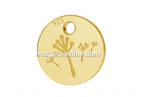 Charm, Dandelion, gold plated 925 silver, 7mm  - x1