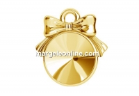 Pendant base, gold plated 925 silver, bow, for rivoli 8mm - x1