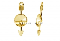 Pendant base, gold plated 925 silver, arrow, for rivoli 8mm - x1