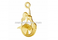 Pendant base, gold plated 925 silver, mermaid, rivoli 6mm - x1