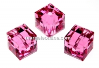 Swarovski, cube bead, rose, 4mm - x2