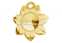 Pendant base, gold plated 925 silver, flower, rivoli 6mm - x1