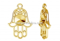 Pendant base, gold plated 925 silver, Hamsa hand, rivoli 6mm - x1