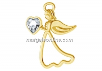 Pendant, angel, gold plated 925 silver, 25mm - x1