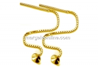 Earring findings, gold plated 925 silver, rivoli 5mm, 925 silver - x1pair