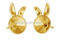 Earring findings, bunny, gold plated 925 silver, rivoli 6mm - x1pair