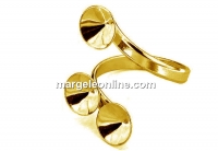 Ring base, gold plated 925 silver, 3 chatons 8mm - x1