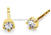 Earring findings, gold plated 925 silver, chaton 2mm, 925 silver - x1pair