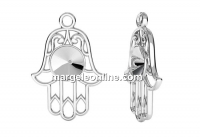 Pendant base, 925 silver, Hamsa hand, rivoli 6mm - x1