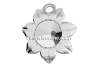 Pendant base, 925 silver, Flower, rivoli 6mm - x1