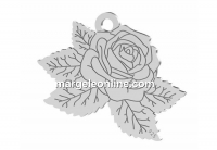 Pendant, rose  925 silver, 20x14mm - x1