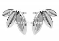 Earring findings, leaves, 925 silver - x1pair