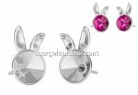 Earring findings bunny, 925 silver, rivoli 6mm - x1pair