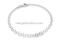 Bracelet for link, heart jump rings, 925 silver, 15cm - x1