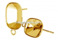 Earring findings, gold plated 925 silver, for Swarovski 4568 14x10mm - x1pair