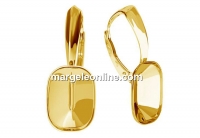 Earring findings, gold plated 925 silver, for Swarovski 4568 14x10mm - x1pair