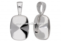 Pendant base, 925 silver, for Swarovski 4568 14x10mm - x1